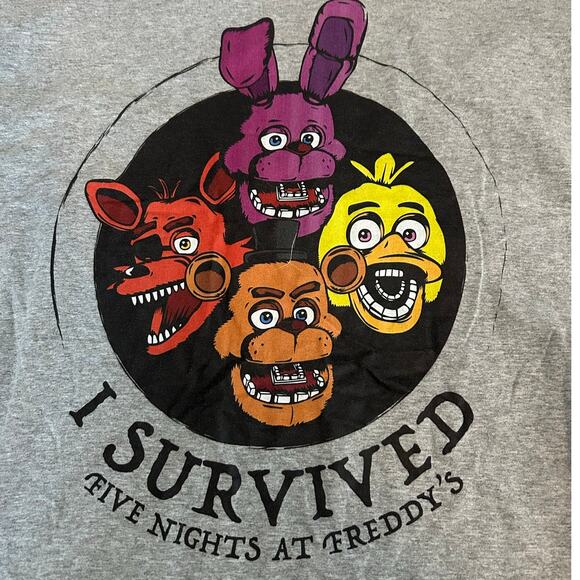 FIVE NIGHTS AT FREDDY'S Graphic Tee NEW Long Sleeve Gray Size M - Picture 1 of 6